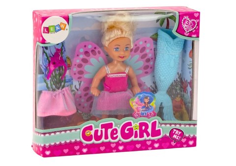Mini Laleczka 2w1 Syrenka Wróżka Ogon Skrzydła LEAN Toys