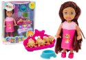 Mini Laleczka Długie Włosy Sukienka Trzy Pieski Legowisko LEAN Toys