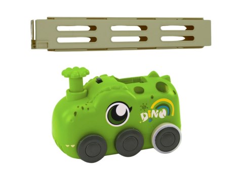 Autko Zielony Dinozaur na Baterie Układające Kolorowe Domino 4 Kolory Klocków LEAN Toys