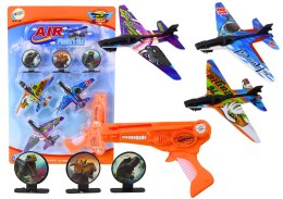 Pistolet Wyrzutnia Samolotów 3 Samoloty 3 Tarcze Pomarańczowy LEAN Toys