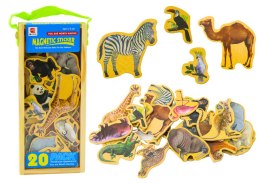 Zestaw Magnesy Drewniane Zwierzęta 20 Sztuk Kolorowe LEAN Toys