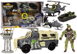 Zestaw Militarny Wojskowy Wóz Bojowy Helikopter Żołnierze Akcesoria Dźwięki LEAN Toys