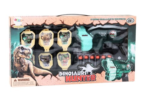 Zestaw Pistolet Z Tarczą Strzałki Piankowe Dinozaury Zielony LEAN Toys