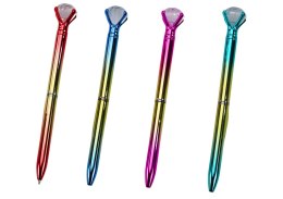 Długopis Z Diamentem W Połysku Złoto Kolorowy Niebieski Wkład 0.7mm Mix LEAN TOYS