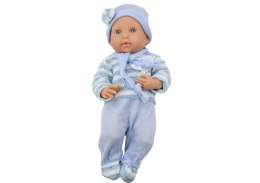 Lalka Bobas Sweterek w Paski Czapeczka Szalik Niebieski LEAN Toys