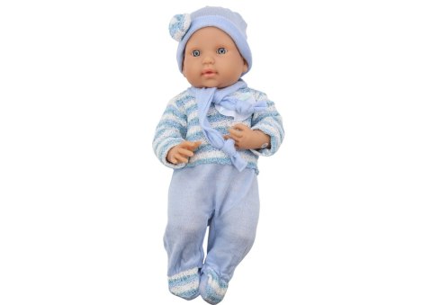 Lalka Bobas Sweterek w Paski Czapeczka Szalik Niebieski LEAN Toys