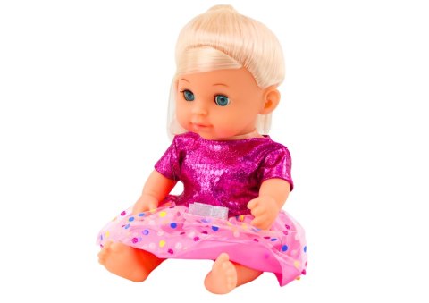 Lalka W Różowej Sukience Siusiająca Butelka Grzechotka Dźwięki LEAN Toys