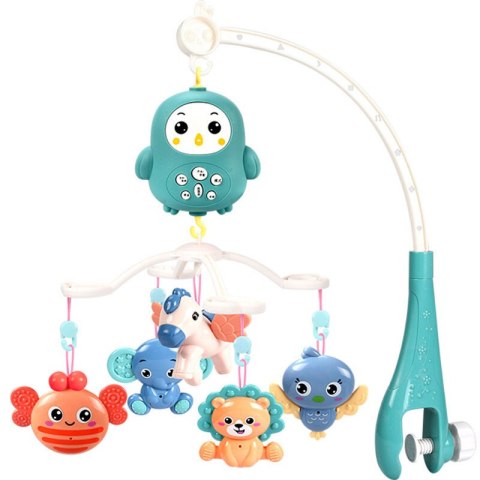 Karuzela Do Łóżeczka Sterowana Pilotem Kołysanki Dźwięki Niebieska LEAN Toys