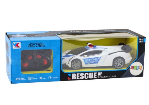 Samochód R/C Policyjny 2w1 Auto Robot Dźwięki Światła LEAN Toys