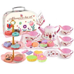 Zestaw Do Herbaty W Walizce Filiżanki Talerzyki Patera Pączki LEAN Toys