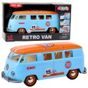 Samochód Retro Van Bus Światła Dźwięki Otwierane Drzwi Niebieski LEAN Toys