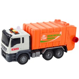 Śmieciarka Kosze Na śmieci Światła Dźwięki Pomarańczowa 1:14 LEAN Toys