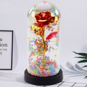 Wieczna Róża W Kopule Kryształowa Oświetlenie LED Kuleczki Czerwona 21x11cm LEAN