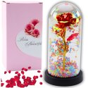 Wieczna Róża W Kopule Kryształowa Oświetlenie LED Kuleczki Czerwona 21x11cm LEAN