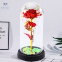 Wieczna Róża W Szle Kryształowa Oświetlenie LED Motylek Czerwona 21x11cm LEAN