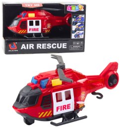 Helikopter Strażacki Z Dźwigiem Światła Dźwięki Czerwony LEAN Toys