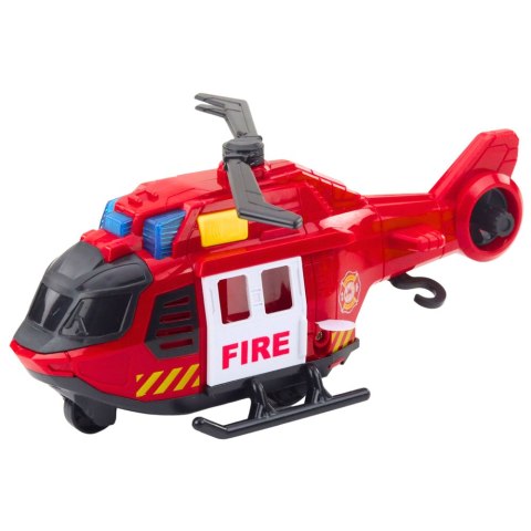 Helikopter Strażacki Z Dźwigiem Światła Dźwięki Czerwony LEAN Toys