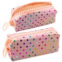 Piórnik Szkolny Organizer W Kolorowe Kropki Duży Suwak Różowy 21x8cm LEAN Toys