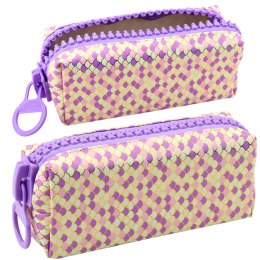 Piórnik Szkolny Organizer Wzór Łusek Syrenich Duży Suwak Fioletowy 21x8cm LEAN Toys