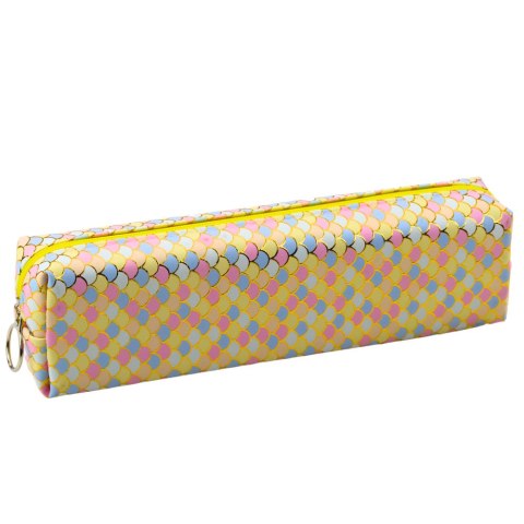 Piórnik Szkolny Organizer Wzór Łusek Syrenich Kolorowy Żółty 21x6cm LEAN
