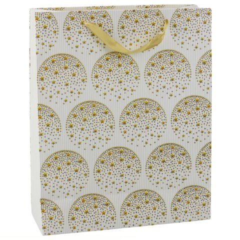 Torba Prezentowa Elegancka Złote Gwiazdki Biała 32 x 26 x 12 cm LEAN