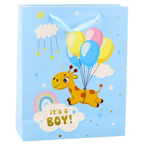 Torba Prezentowa It's A Boy Żyrafa Niebieska 32 x 26 x 10 cm LEAN