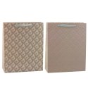 Torba Prezentowa Z Tłoczeniem Beżowa 32 x 26 x 10cm LEAN