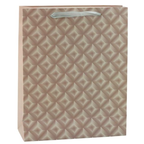 Torba Prezentowa Z Tłoczeniem Beżowa 32 x 26 x 10cm LEAN
