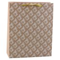 Torba Prezentowa Z Tłoczeniem Jasno Beżowa 32 x 26 x 10cm LEAN