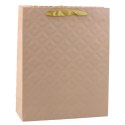 Torba Prezentowa Z Tłoczeniem Jasno Beżowa 32 x 26 x 10cm LEAN