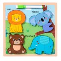Układanka Tablica 2w1 Drewniana Edukacyjna Dzikie Zwierzęta Pisak LEAN TOYS