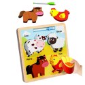 Układanka Tablica 2w1 Drewniana Edukacyjna Zwierzęta Domowe Pisak LEAN TOYS