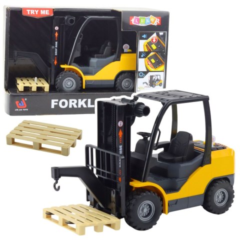 Wózek Widłowy Ruchome Widły Paleta Światła Dźwięki Żółty LEAN Toys