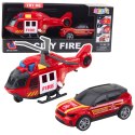 Zestaw Helikopter Samochód Strażacki Straż Pożarna Światła Dźwięki LEAN Toys