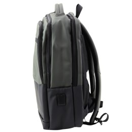 Plecak Miejski Biznesowy USB Kieszeń Na Laptopa Czarno Szary 16L 41cm LEAN