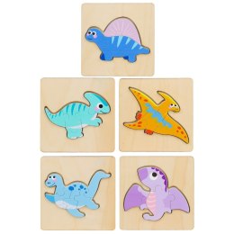 Układanka Drewniana Puzzle Kolorowa 11 x 11cm Mix LEAN TOYS