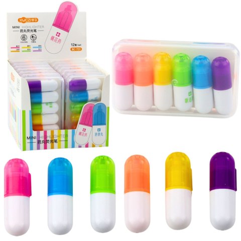 Zestaw Mini Zakreślacze W Etui Intensywne Kolory 6szt LEAN