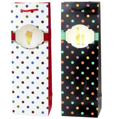 Torba Prezentowa Na Wino Butelkę W Kropki 35 x 12 x 9 cm LEAN