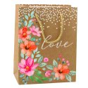 Torba Prezentowa Napis Love Kwiaty 23 x 18 x 10,5 cm LEAN