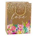 Torba Prezentowa Napis Love Kwiaty 23 x 18 x 10,5 cm LEAN