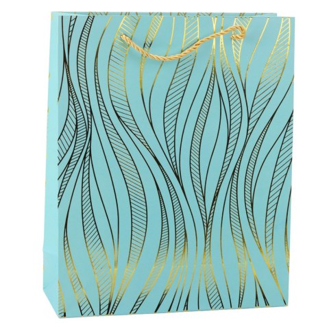 Torba Prezentowa Papierowa Linie Faliste Złote 32 x 26 x 12 cm LEAN