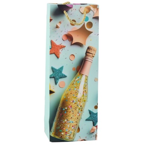 Torba Prezentowa Papierowa Na Butelkę Szampan Pastelowa 35 x 12 x 9 cm LEAN