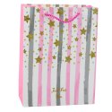 Torba Prezentowa Papierowa Niebieska Różowa Brokat 23 x 18 x 10,5 cm LEAN