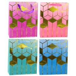 Torba Prezentowa Papierowa Wzory Geometryczne Złote 32 x 26 x 12 cm LEAN