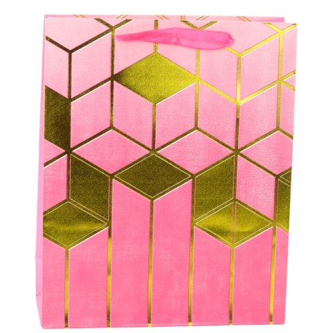 Torba Prezentowa Papierowa Wzory Geometryczne Złote 32 x 26 x 12 cm LEAN