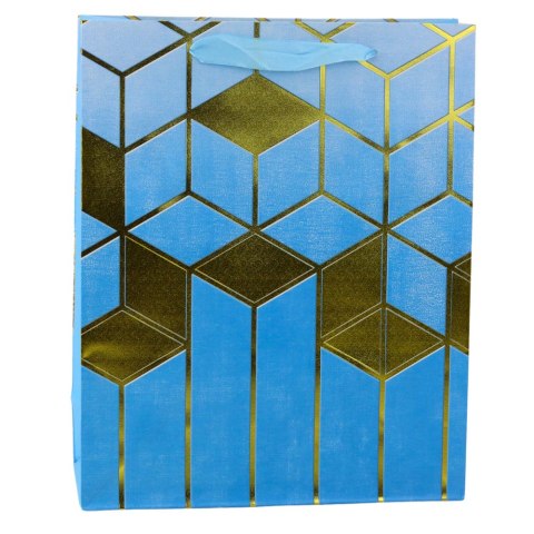 Torba Prezentowa Papierowa Wzory Geometryczne Złote 32 x 26 x 12 cm LEAN