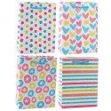 Torba Prezentowa Serca Gwiazdki Kropki Paski Kolorowe 23 x 18 x 10,5 cm LEAN
