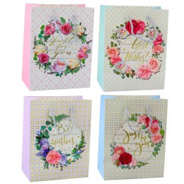Torba Prezentowa Wzory Kwiaty Best Wishes 23 x 18 x 10,5 cm LEAN