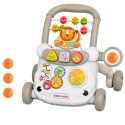 Chodzik Edukacyjny Interaktywny Pchacz Klocki Zegar Koła Zębate Szary LEAN Toys