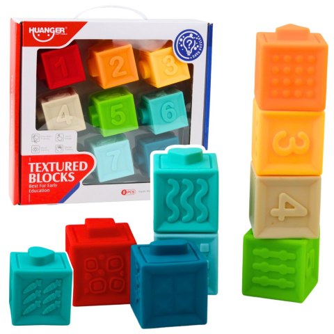 Gumowe Klocki Sensoryczne Edukacyjne Dla Malucha Liczby Zwierzęta Wzory 8el LEAN Toys